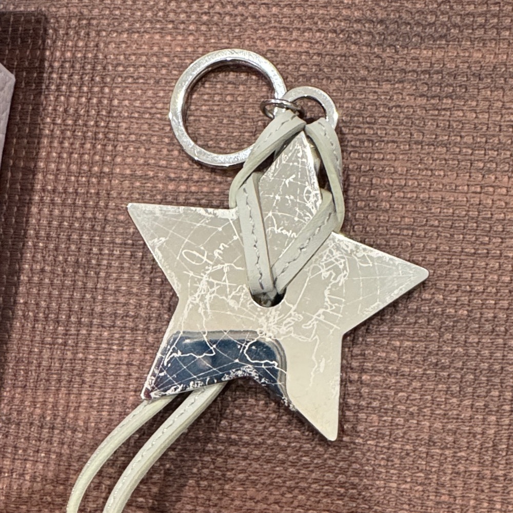 Leather Star Keychain Charm in Light Gray